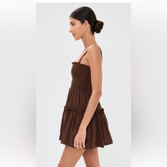 Hill House Home Seraphina Mini Organza Seersucker Dress in Chocolate Med - Picture 5 of 14